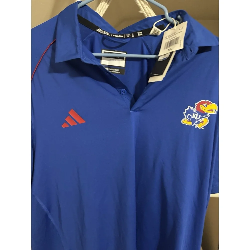 adidas NCAA Royal Kansas Jayhawks Under the Lights New W/tags AEROREADY‎ Polo XL
